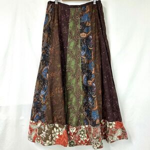 DIMRI Patchwork Paisley Floral 100% Cotton Peasant Maxi Skirt Hippie Women's M